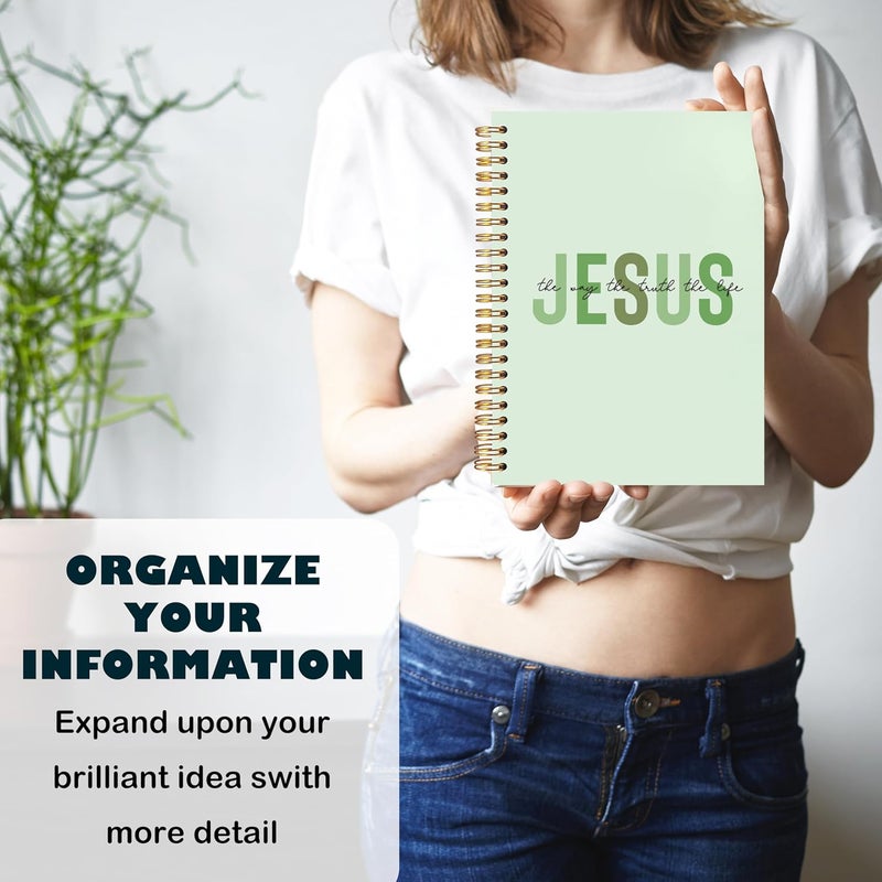 BearCake Boho Christian Notebook Journal, Christian Gifts for Women, Bible Notebooks for Note Taking, Bible Journaling Notebook, Jesus the Way the Truth the Life Hardcover Spiral Notebook 5.5x8.3 green - Image 5